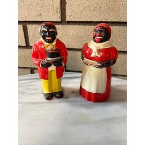Vintage Aunt Jemima Uncle Moses Salt and Pepper Shakers Set LARGE 5"